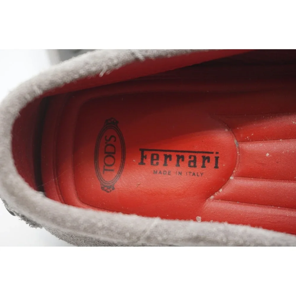 Tod's Ferrari Loafers Gray Suede Driving Shoes Made Italy Men's Size 7.5 8.5